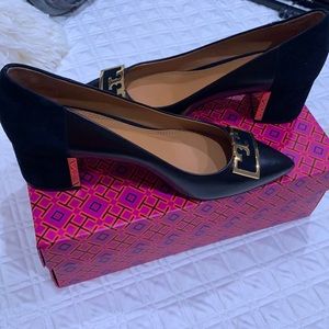 Black Tory Burch pointy toe pump